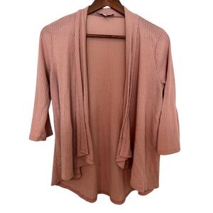 Wilde Waffle Knit Cardigan Womens Medium Pink Excellent Draped Open Front